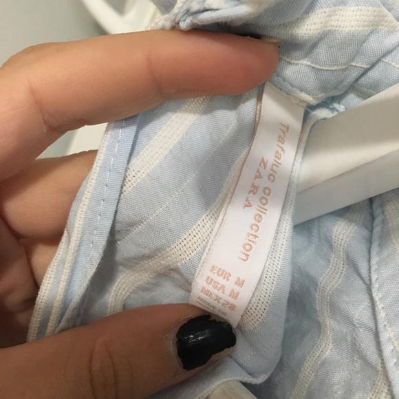 Pastel Blue and White Tie Up Blouse - Picture 4 of 4